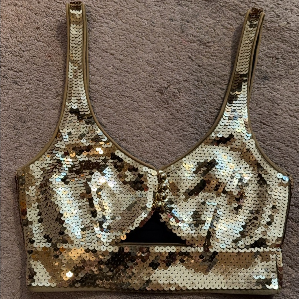 Rabanne x HM sequin top in gold - Picture 5 of 5